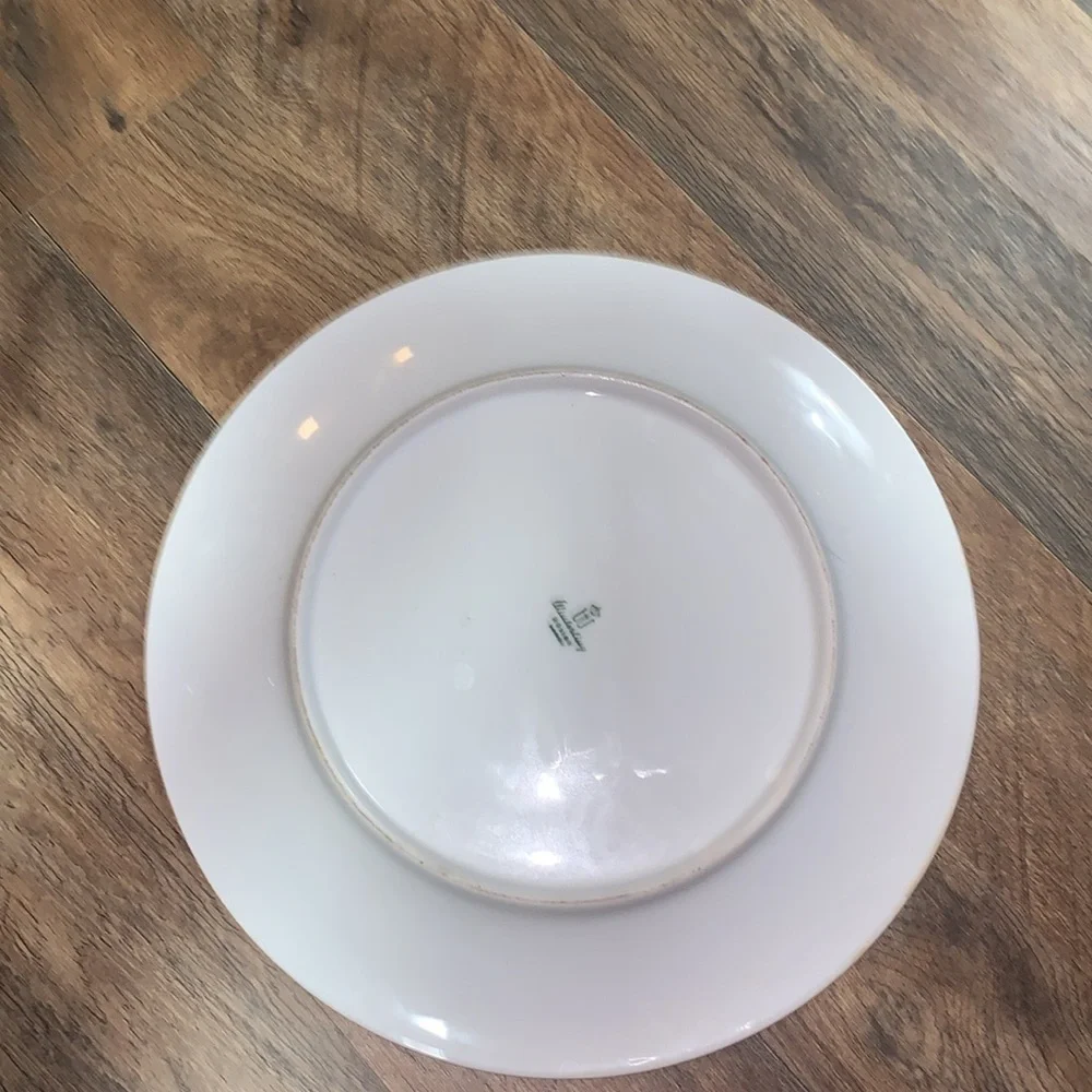 White & Gold Vintage 1960s Ceramic Round Platter Serving Plate Fine Dining
